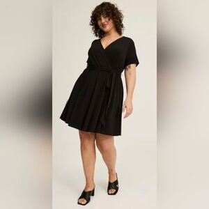 Torrid Black Surplice Romper Midi Dress *No Belt 4X 26